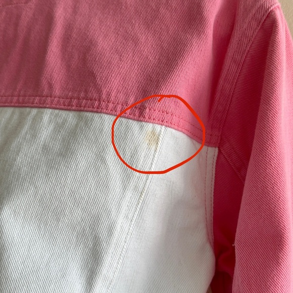 Robin Cropped Pink/White/Purple Patchwork Denim Jacket, Size EUR 40 - Picture 16 of 16